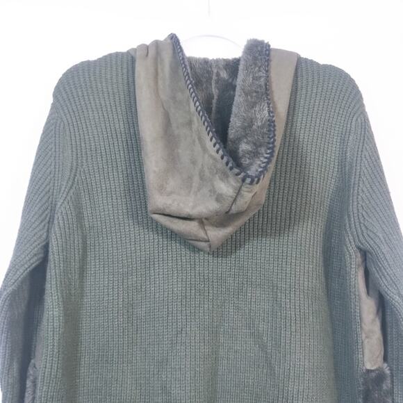 Oliver Long Line Mixed Media Hooded Sweater Cardigan Jacket Size L - Picture 8 of 8